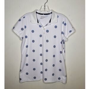 Nike Golf Tour Dri-Fit white blue polka dot short sleeve polo shirt - large